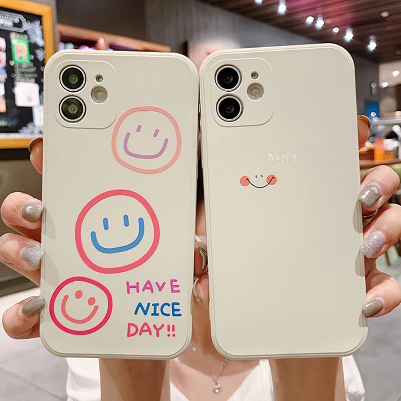 

Soft Silicone Cover For iPhone 11 12 13 Pro Max Mini Pro Max X XR XS Max SE 2020 8 7 6 6S Plus Happy Smiling Face Cases Funda
