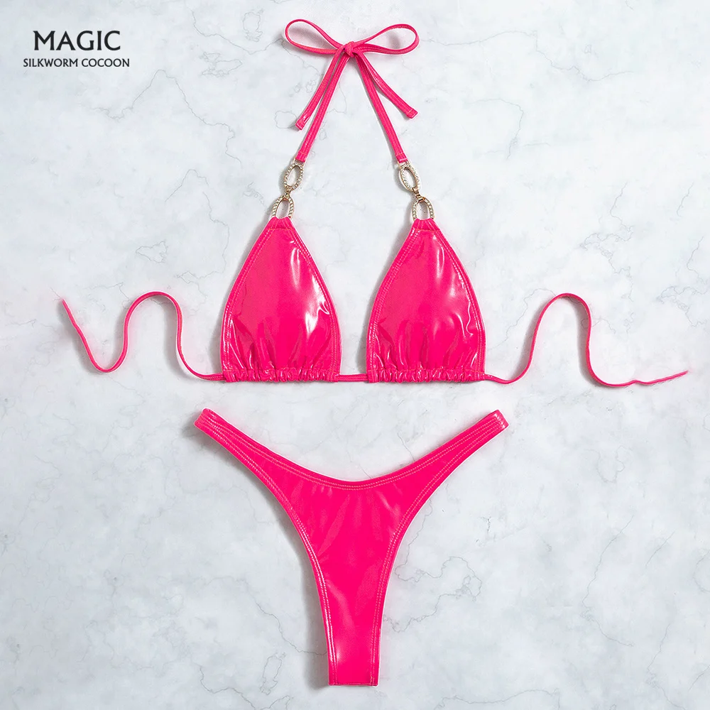 

Сексуальный бразильский купальник со стрингами, Женский бандажный однотонный купальник, пляжная одежда, купальник, комплект летнего бикини