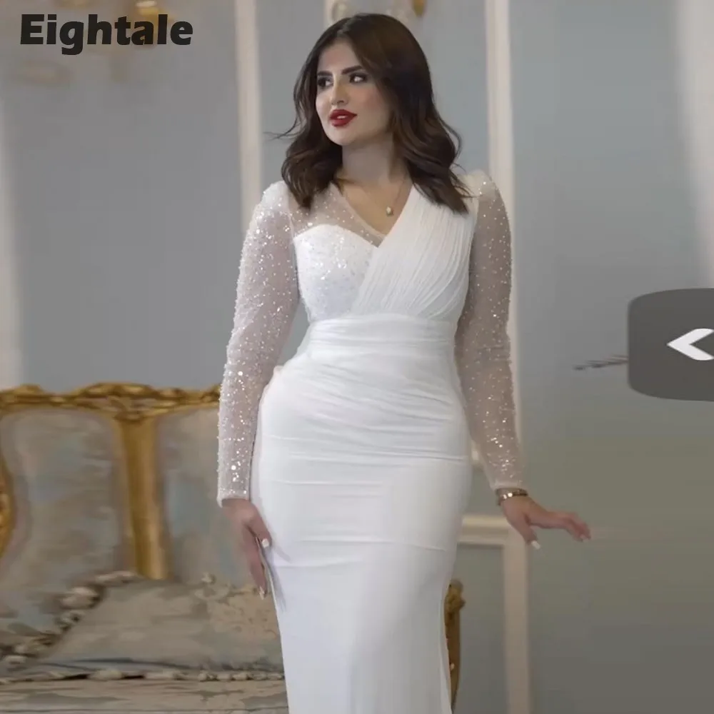 Eightale Вечерние платья больших размеров с v-образным вырезом и складками из шифона