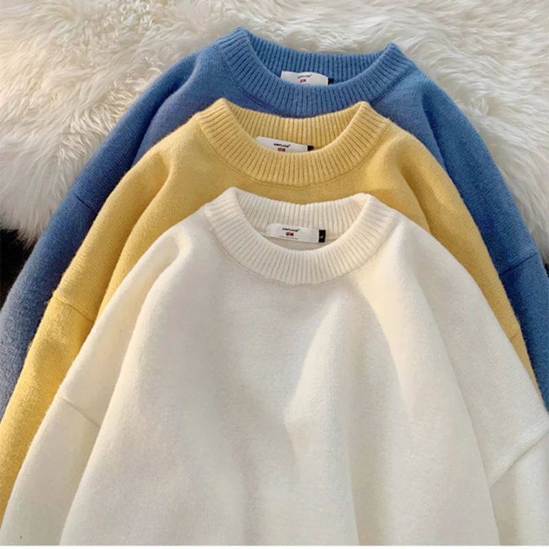 

Пуловер женский с круглым вырезом, Свободный Повседневный Однотонный свитер, подходящий ко всему тренд, Осень-зима