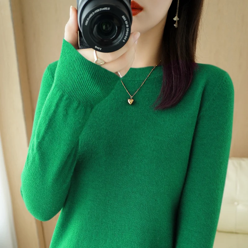 

2022 Spring and Autumn Thin Knitwear Women's New Loose Wear Round Neck Pullover Long Sleeve Sweater Bottom Jacket
