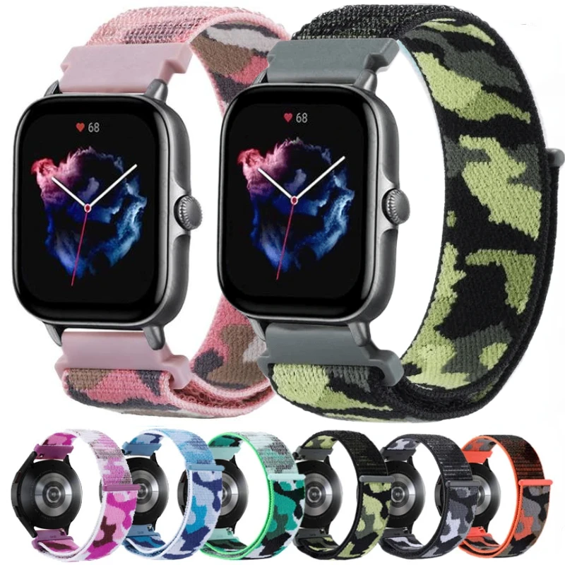 Фото Камуфляжный нейлоновый ремешок 20/22 мм для Huawei Watch 4/5/5Pro 46 мм Amazfit GTS/GTR 4 Pro/Bip браслет Samsung Watch 7 6 5 4 браслет №1