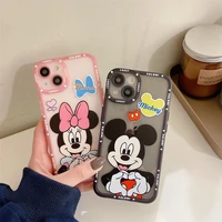 disney mickey cartoon phone cases for iphone 13 12 11 pro max xr xs max 8 x 78plus 2022 couple transparent soft silicone cover