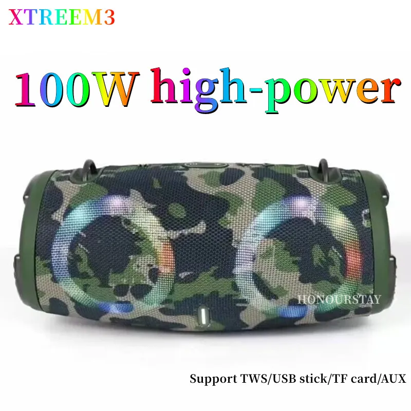 

100W high power bluetooth speaker portable RGB colorful light waterproof wireless subwoofer360stereo surround TWS Caixa de som