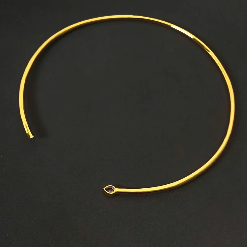 

S925 sterling silver pear-shaped stone grain open collar design necklace female fashion personality luxury simple birthday gift