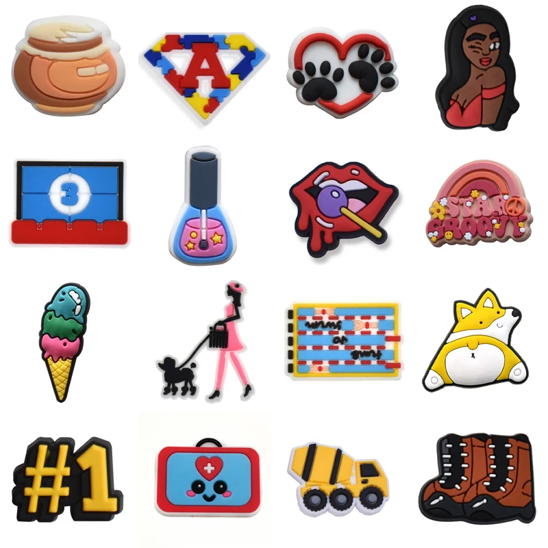 

Single Sales PVC Shoes Charms Accessories for Croc Sandals Wristband Garden Clog Buckle Decorations Boys Girls Party Gifts