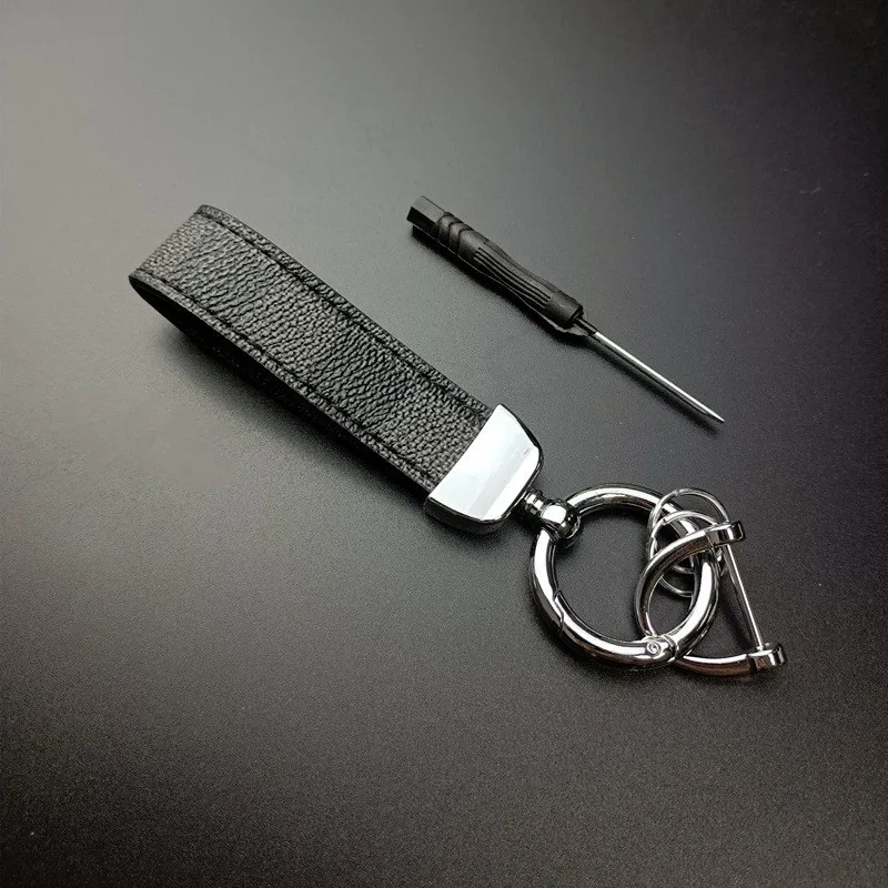 

New High-End Luxury Leather Lanyard Keychain For Men Women 360° Horseshoe Buckle Car Key Ring Holder Keyrings Gift Accessories