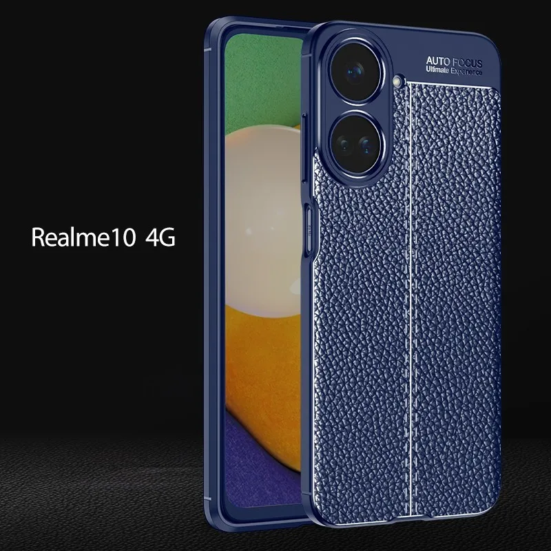 For Realme 10 4G Case for Realme 10 4G cover Luxury Leather Soft Silicone Shockproof TPU Bumper Cover For Realme 10 4G