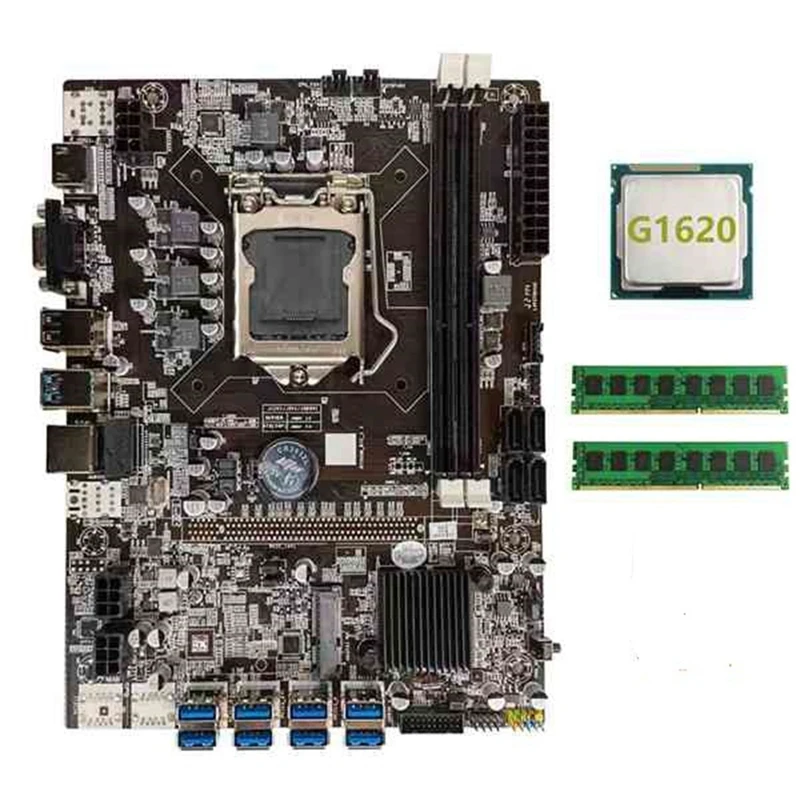 

Набор материнской платы B75 для майнинга, поддержка ЦП с памятью DDR3 LGA1155, графическая карта 8 GPU для майнинга биткоинов, BTC, ETH, GPU