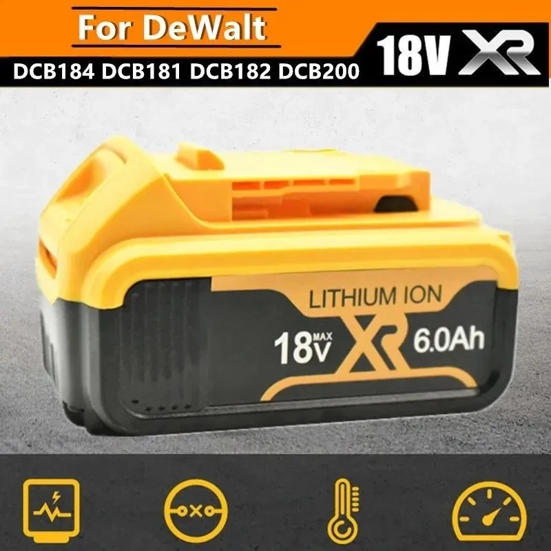 

free shippingDeWalt 18650 Lithium Battery for Power Tools DeWalt 18V 6.0 Ah Max XR DCB184 DCB181 DCB182 DCB200 DCB204 DCB182