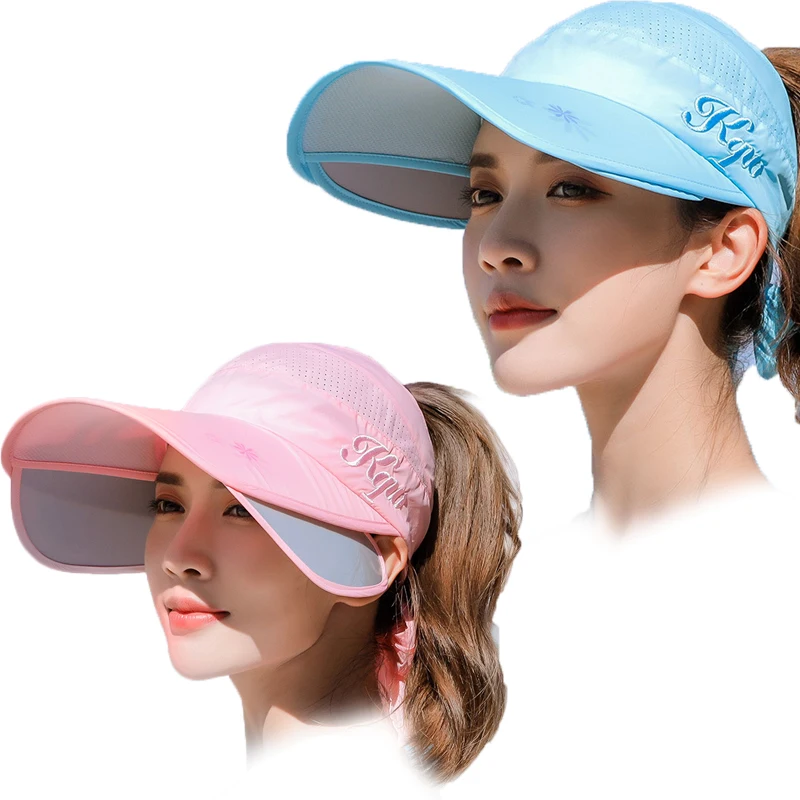 

Summer Sun Hat Retractable Visor Caps Female Scalable Brim Empty Top Baseball Cap UV Protection Beach Outdoor Sun Hats For Women