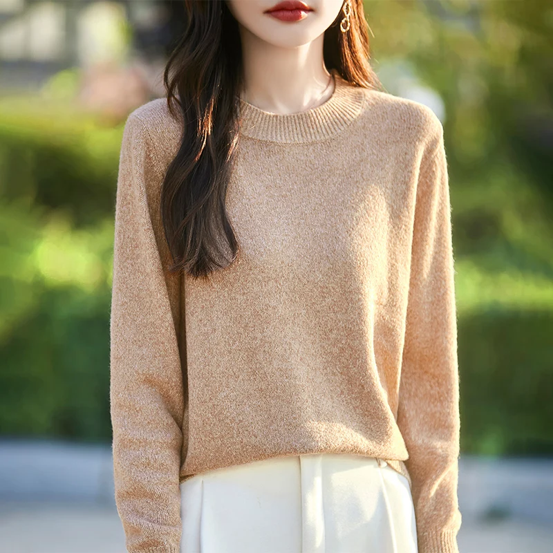 Женский свитер из 100% шерсти зимний с длинными рукавами необычные пряжи