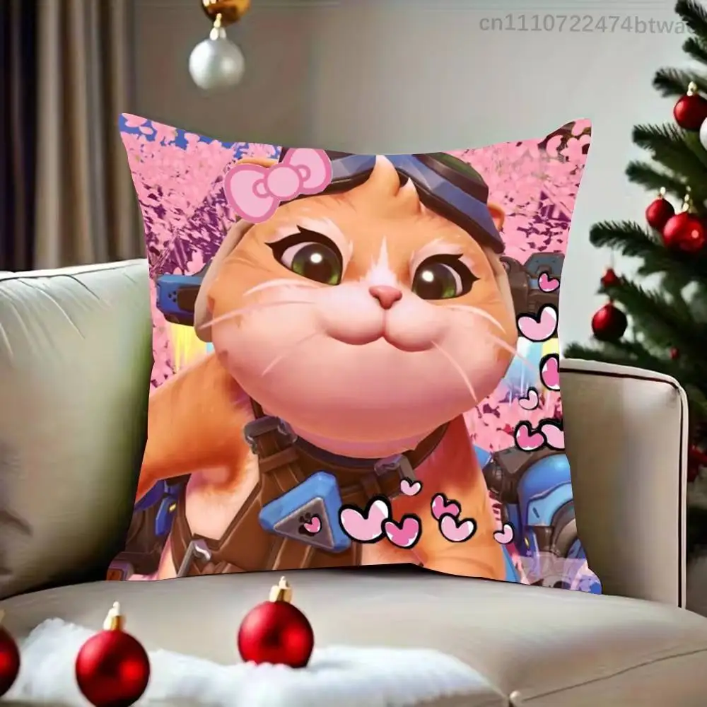 Фото Наволочка O-Overwatch Fika Jetpack Cat с принтом для гостиной, спальни, отеля, декоративная наволочка с рисунком и защитой от загрязнений №5