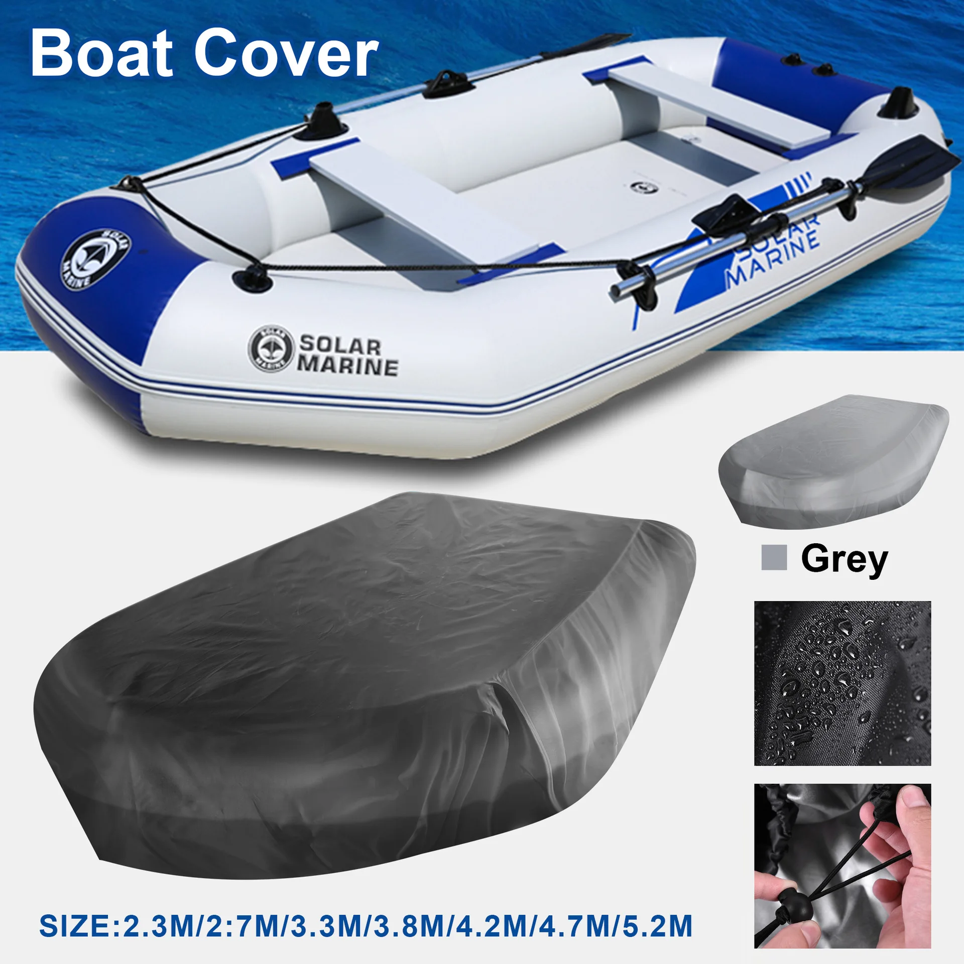 

Boat Black Boat All-purpose Waterproof Covers V-shaped Drawstring Kayak Fishing Covers Inflatable Grey Uv-proof