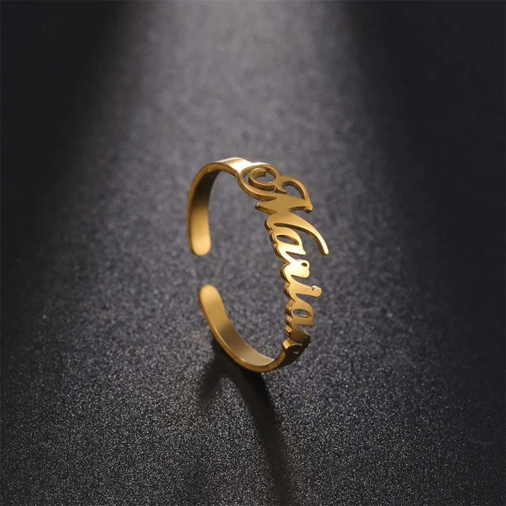 

Custom Name Ring Stainless Steel Personalize Handwritten Letter Adjustable Rings Fashion Customize Gifts Charm Party Jewelry