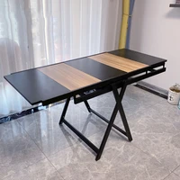 Extendable Black Dining Table Legs Metal Folding Square Coffee Mobile Table Kitchen Hotel Mesas De Comedor Balcony Furniture
