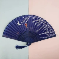 vintage style silk folding fan chinese japanese bamboo folding fan home decoration ornaments dance hand fan art craft gift