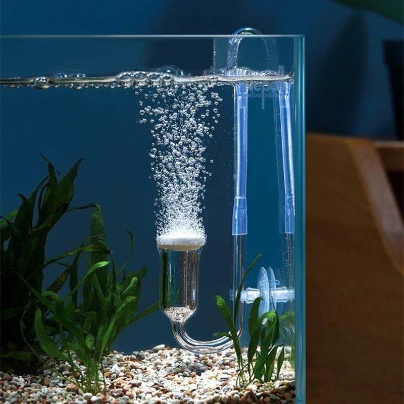 Glass Oxygen Refiner Aquarium Air Stone Fish Tank Nano Bubble Stone With Check Valve Super-High Dissolved Oxygen Diffuser