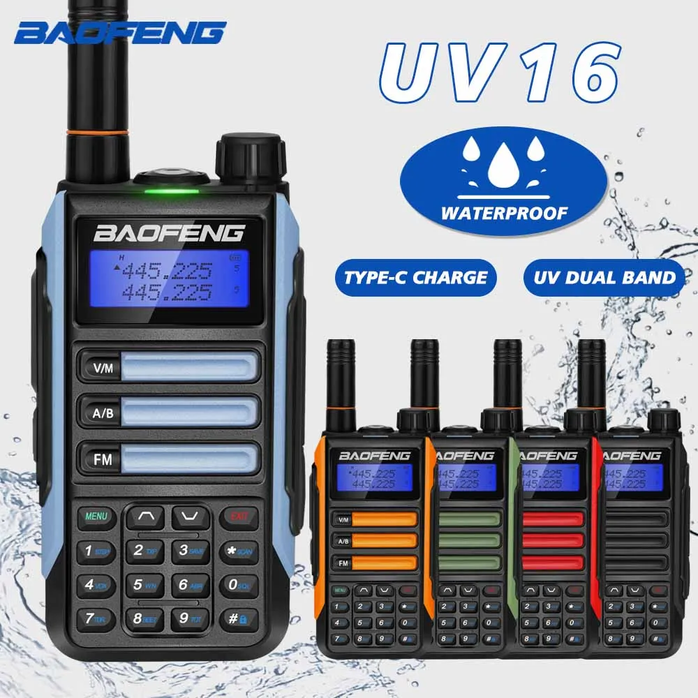 

Портативная рация Baofeng UV-16 Talkie 10W Двухдиапазонная VHF UHF двухсторонняя рация Водонепроницаемая UV16 портативная Любительская CB радиостанция UV5R приемопередатчик