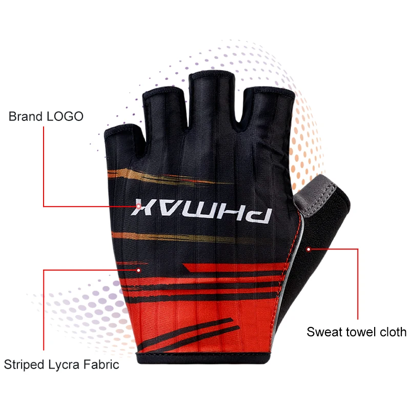 Перчатки велосипедные PHMAX Нескользящие дышащие на полпальца амортизация ударов