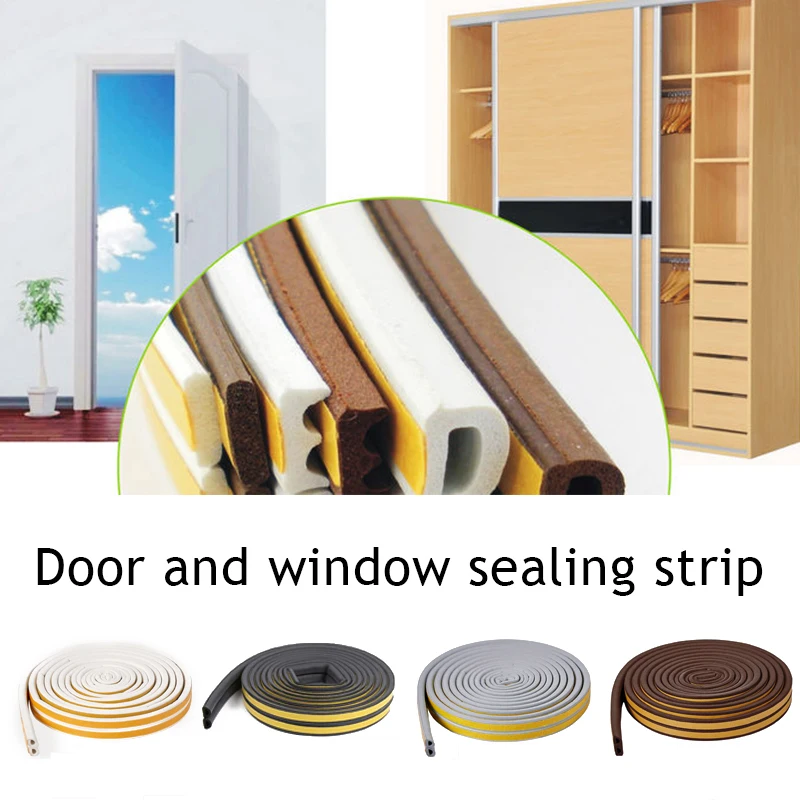 

5m Foam Window Sealing Strips Windproof Sound-Proof Door Weather Stripping Dustproof Self-adhesive Tape Door Seam Sealing Strip