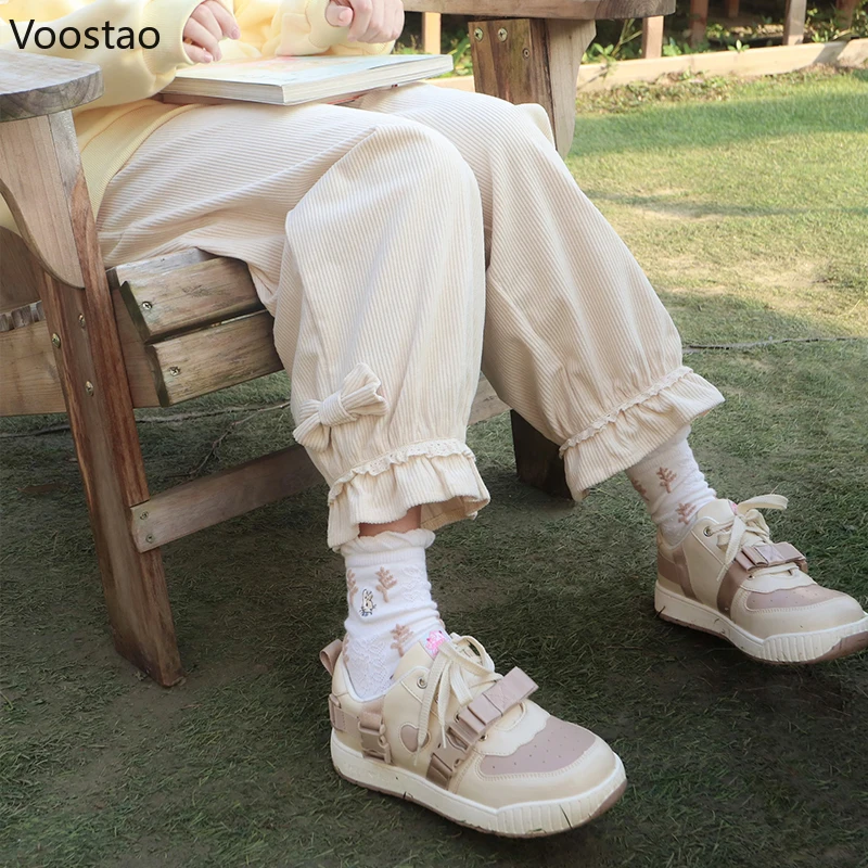 

Женские вельветовые брюки в стиле «лолита»