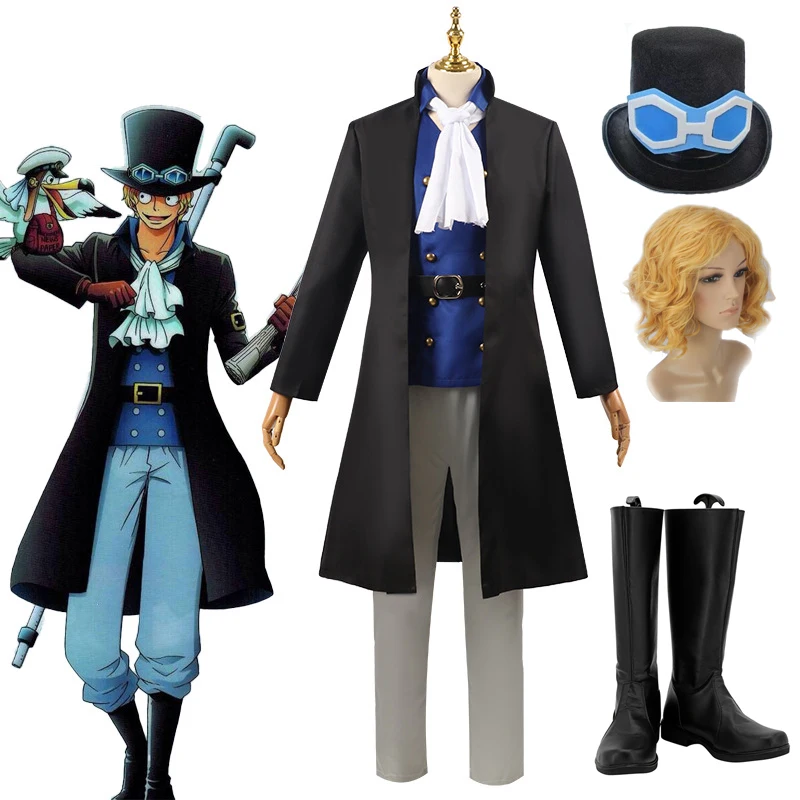 

Аниме One Piece Sabo из костюма для косплея, мужской костюм, жилет, рубашка, брюки, галстук, Униформа, шляпа, парик, комплект обуви