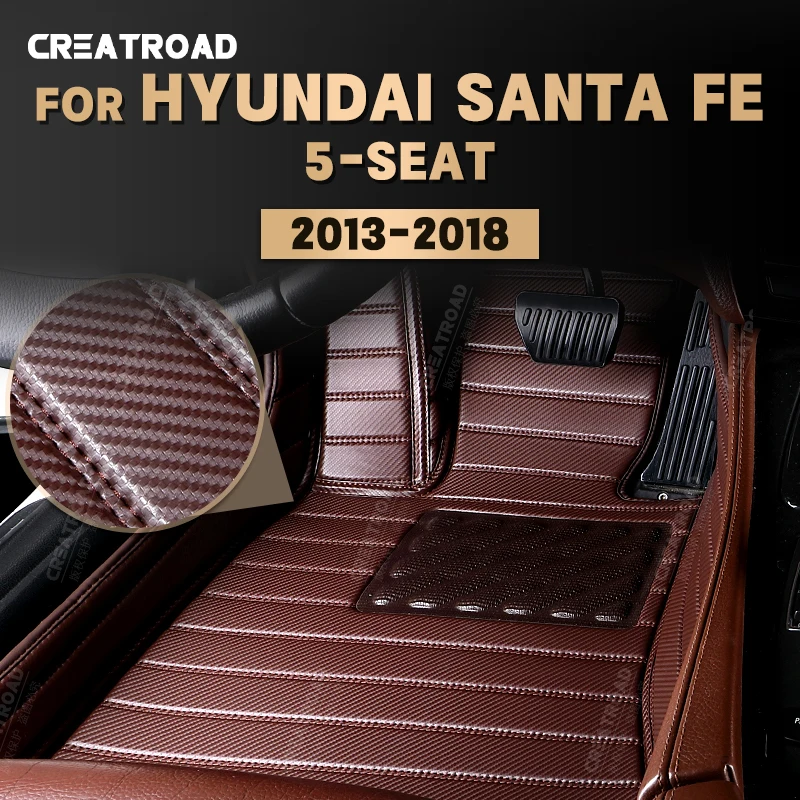 

Напольные коврики из углеродного волокна на заказ для Hyundai Santa Fe 5 мест 2013-2018 14 15 16 17 футов коврик аксессуары для интерьера автомобиля