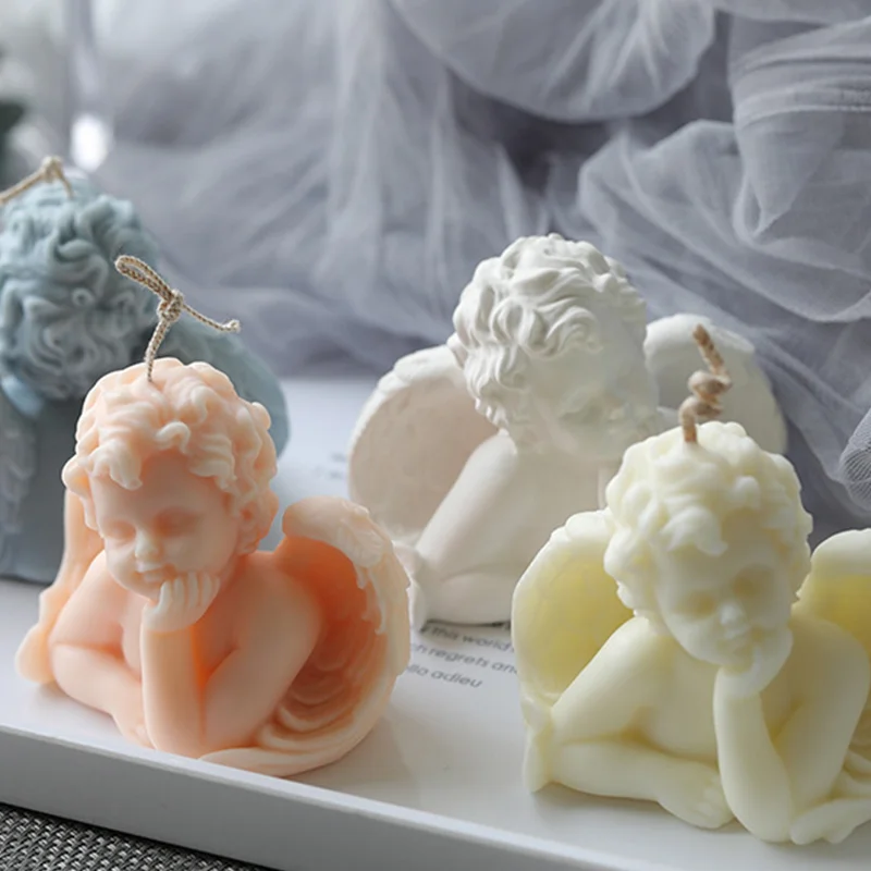 

D0175 BEAUTY 50% half 3D DIY Decorating Tools Baby Angel Candle Mould Silicone Molds For Soap Craft Making