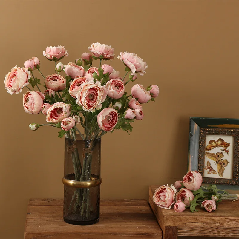 

Simulation 3 Sticks 9 Heads Lulian Home Decoration Living Room Dining Table Wedding Arrangement Fake Artificial Flowers Rose