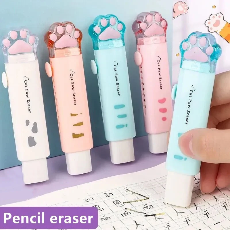 

Kawaii Push-pull Design Cat Paw Portable Rubber Eraser Cute Student Correction Tool Kids School Office Supplies Gift Stationery