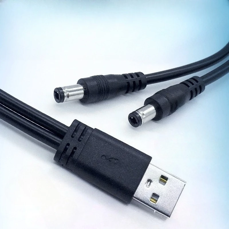 Фото USB-to-dc5521 одноточечный двухточечный шнур питания revolution dc5525 с женской головкой, соединительный кабель с одним поворотом и двумя разъемами, удлинительный кабель №2