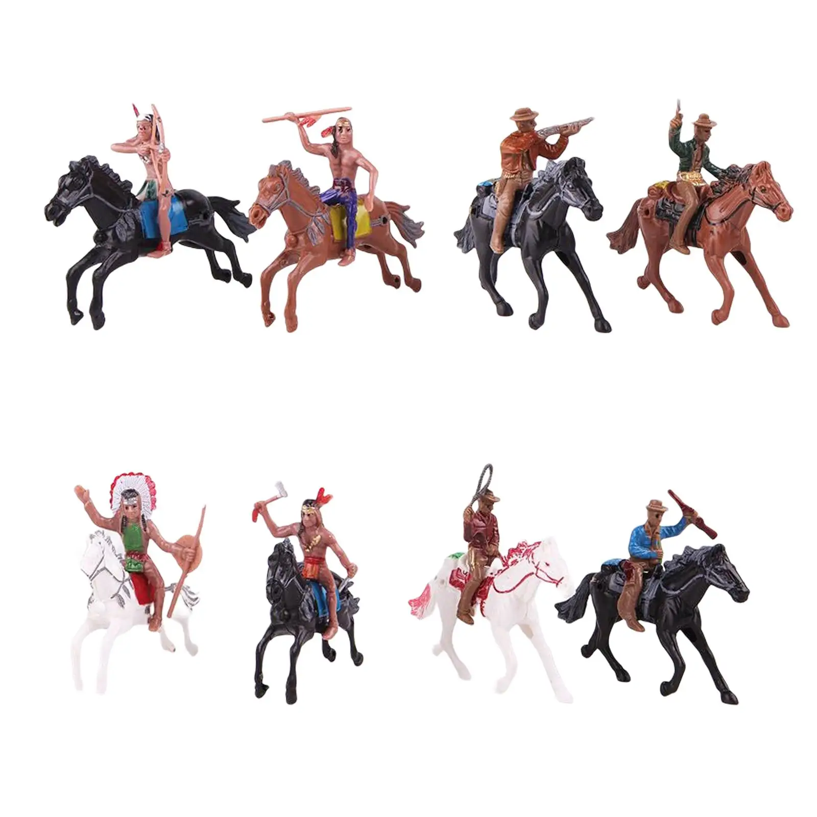 

Set of 8 Western Cowboy Figures,Horse Riding Indian Model Action Figures Figurines Playset for Kids Sandbox