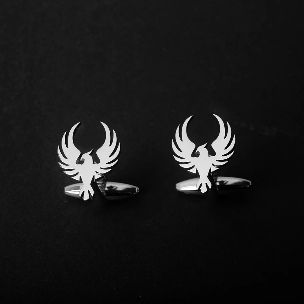 

Классические модные мужские запонки для рубашки с Фениксом в стиле панк хип-хоп аксессуары из нержавеющей стали вечерние праздничный подарок