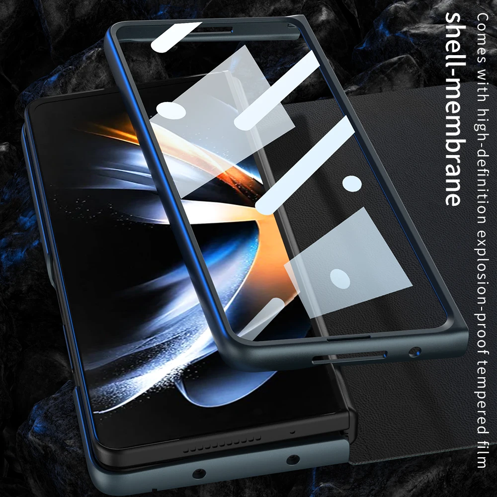 Case For Samsung Galaxy Z Fold 4 Case luxury Magnetic Flip Leather Wallet Shockproof Back Csae For Zfold4 With Pen Holder Case