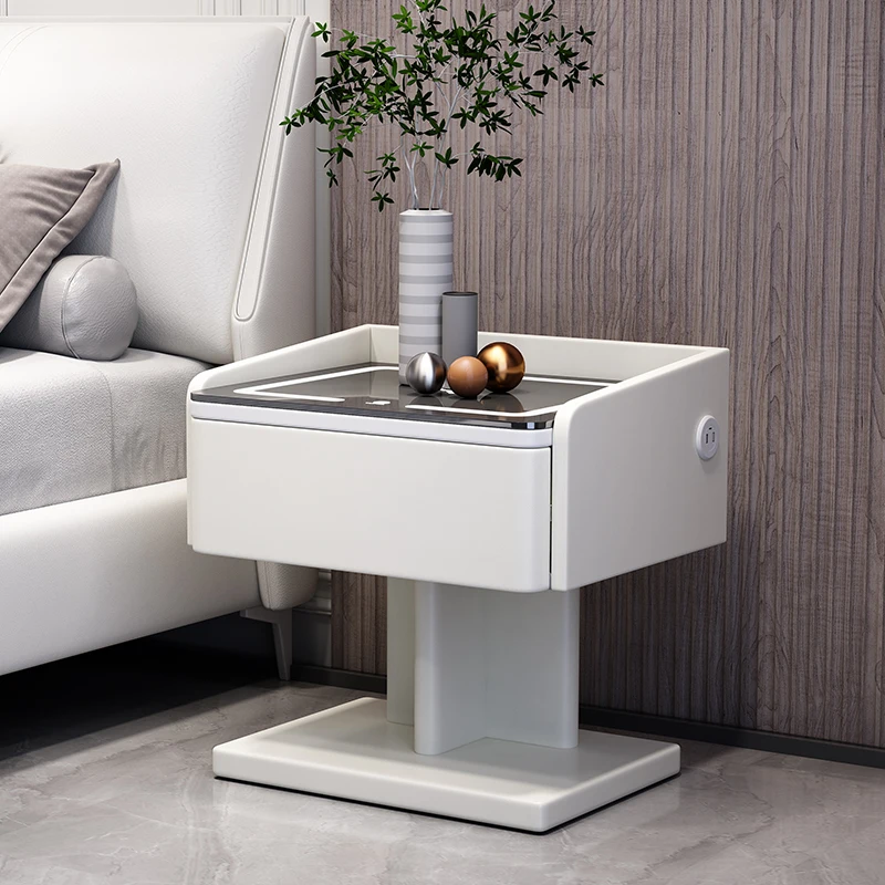 

New Arrival Creative Smart Bedside Table with Wireless Charging Modern Style USB Bedroom Nightstands LED Light Side Cabinet