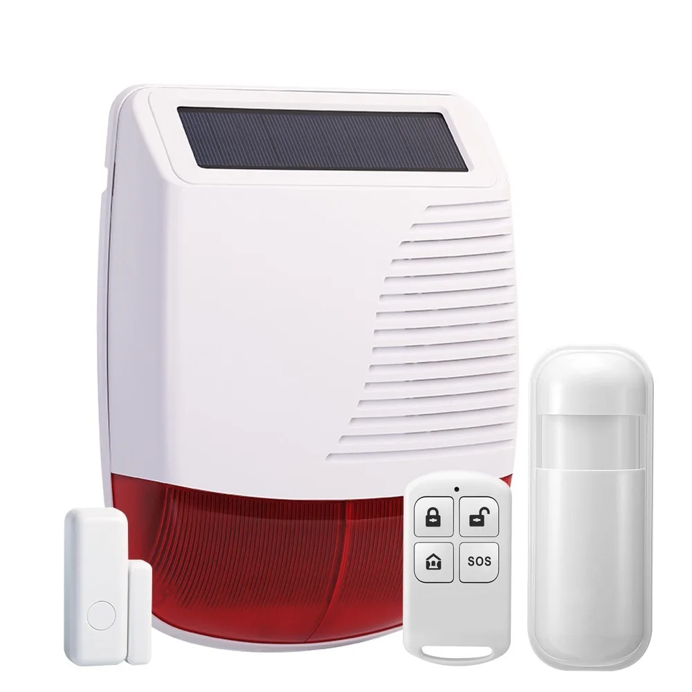 

NEW Wireless Outdoor Solar Siren Powered Strobe Sound Flash Waterproof Alarm Siren for 433MHz Wifi GSM Alarm System