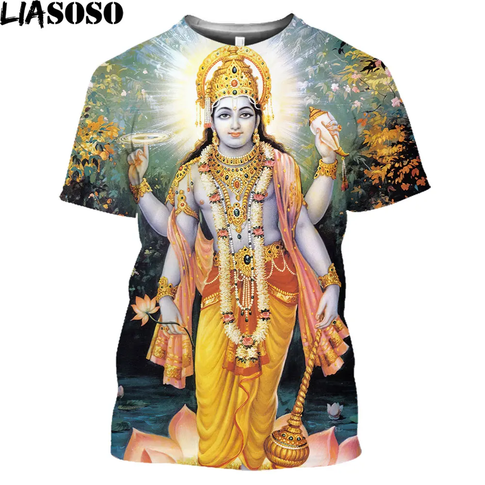 LIASOSO Top Hindu Lord God Shiva T Shirt Brahma 3D Print Hinduism Vishnu Men Tshirt Women Believer Myth Cosplay Cool Tees Tops