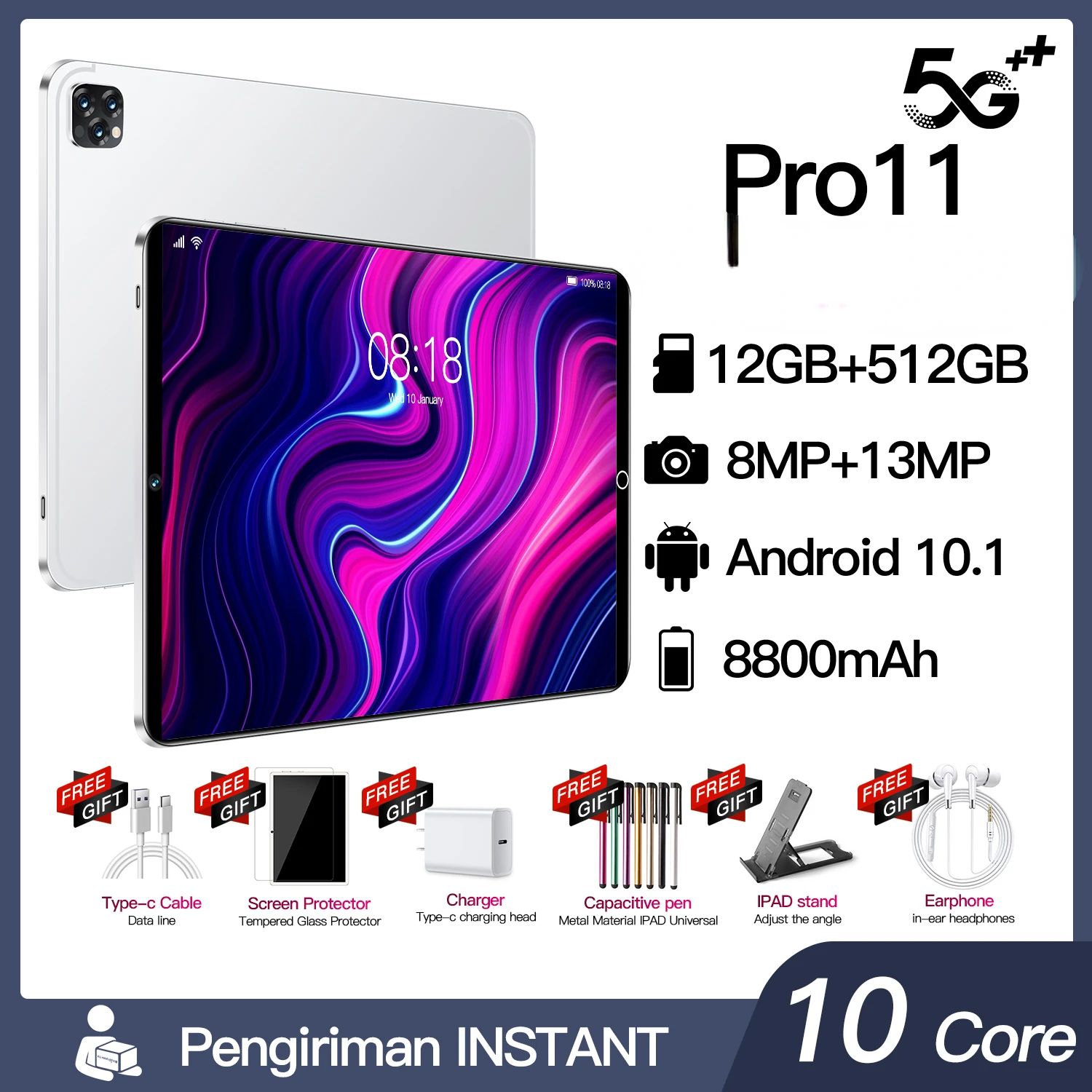 

2022 New Tab Pro11 Tablet Pad 10.1'' FHD+ Display 12GB 512GB MTK Helio G85 Octa core PC Mode 8600mAh 13MP Camera Android 12