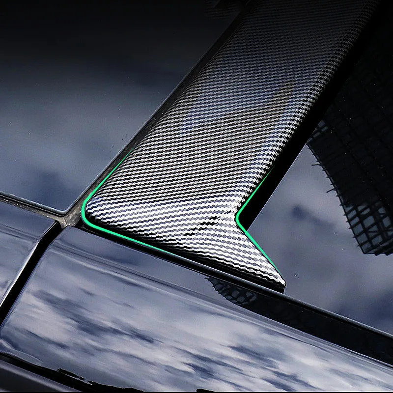 For 2021 2022 2023 Tesla Model Y Rear Roof Window Trunk Lid Car Sport Spoiler Wings Black Carbon Exterior Tuning Accessories