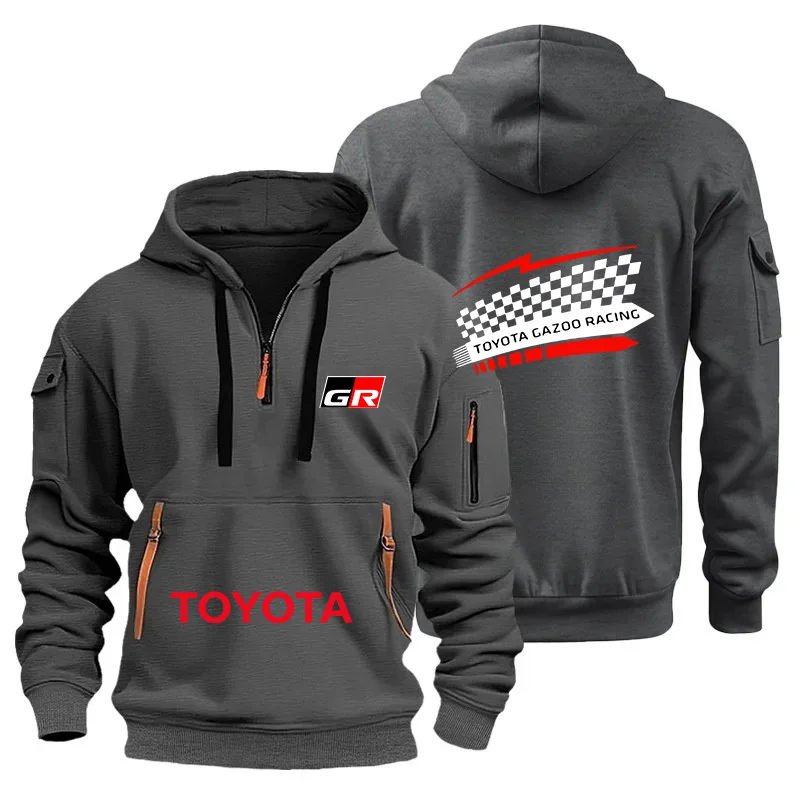 Фото Спортивная толстовка унисекс Toyota Gazoo Racing с короткой молнией, весна/осень 2026, с множеством карманов, для мужчин и женщин №2