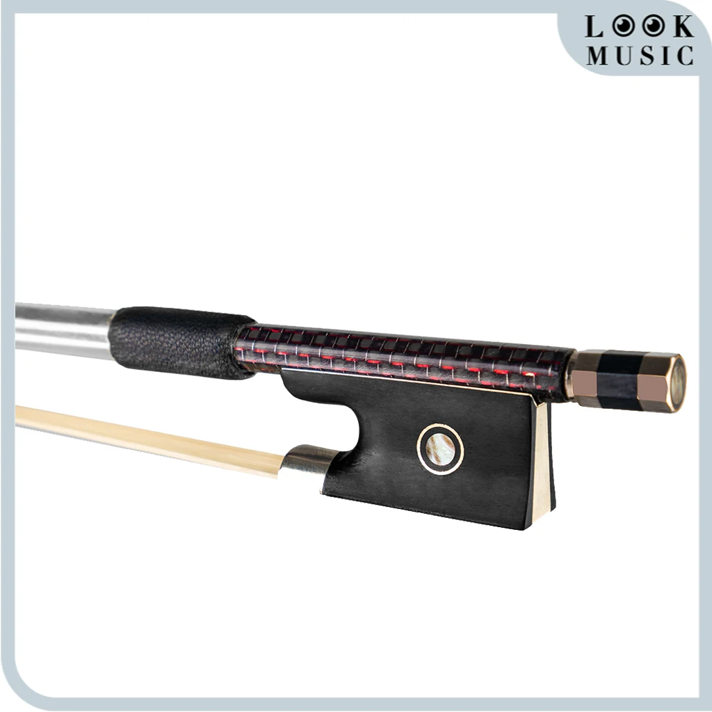 

LOOK Lightweight Fiddle Archer Fiddle Bow 4/4 Size Violin Bow Red Silk Braided Carbon Fiber Violin Bow Ebony Frog Fast Response