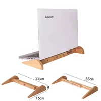 increased height cooling bamboo laptop pc stand for macbook air pro retina vertical base bracket for 15 inch notebook pc