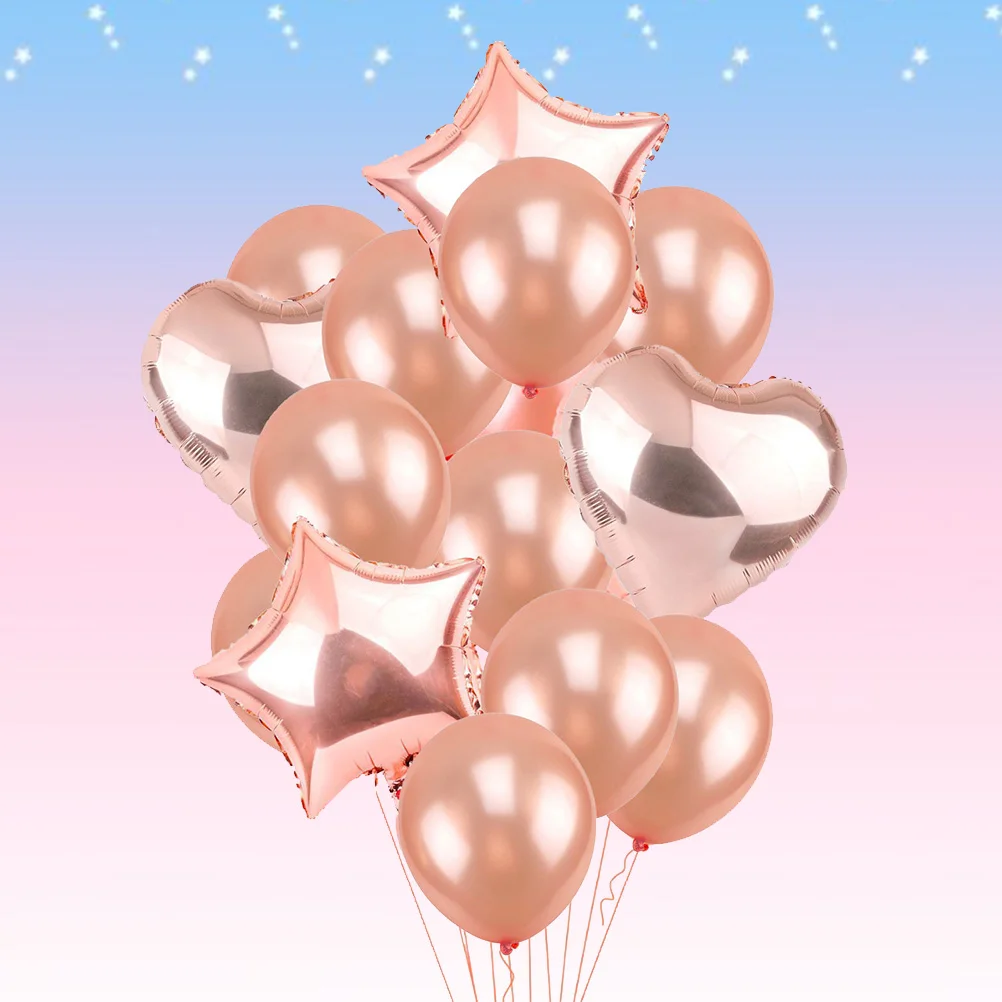 

16pcs Rose Balloons Rose Balloon Garland Star Shape Ballons Heart Shape Balloons Color Balloons