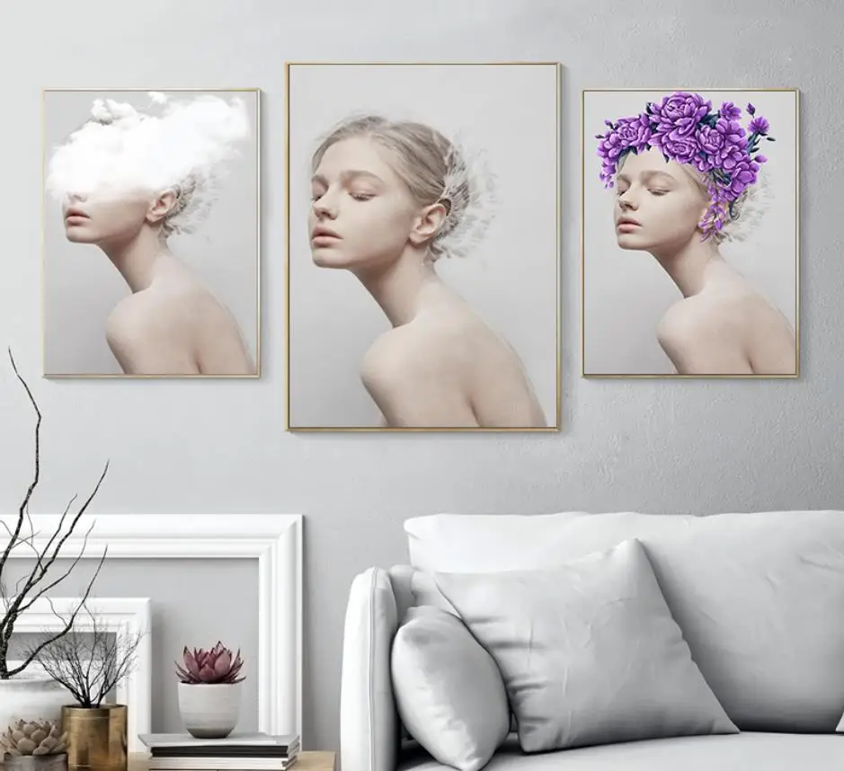 

Girls Scandinavian canvas painting wall picture art living room home decoration modern style