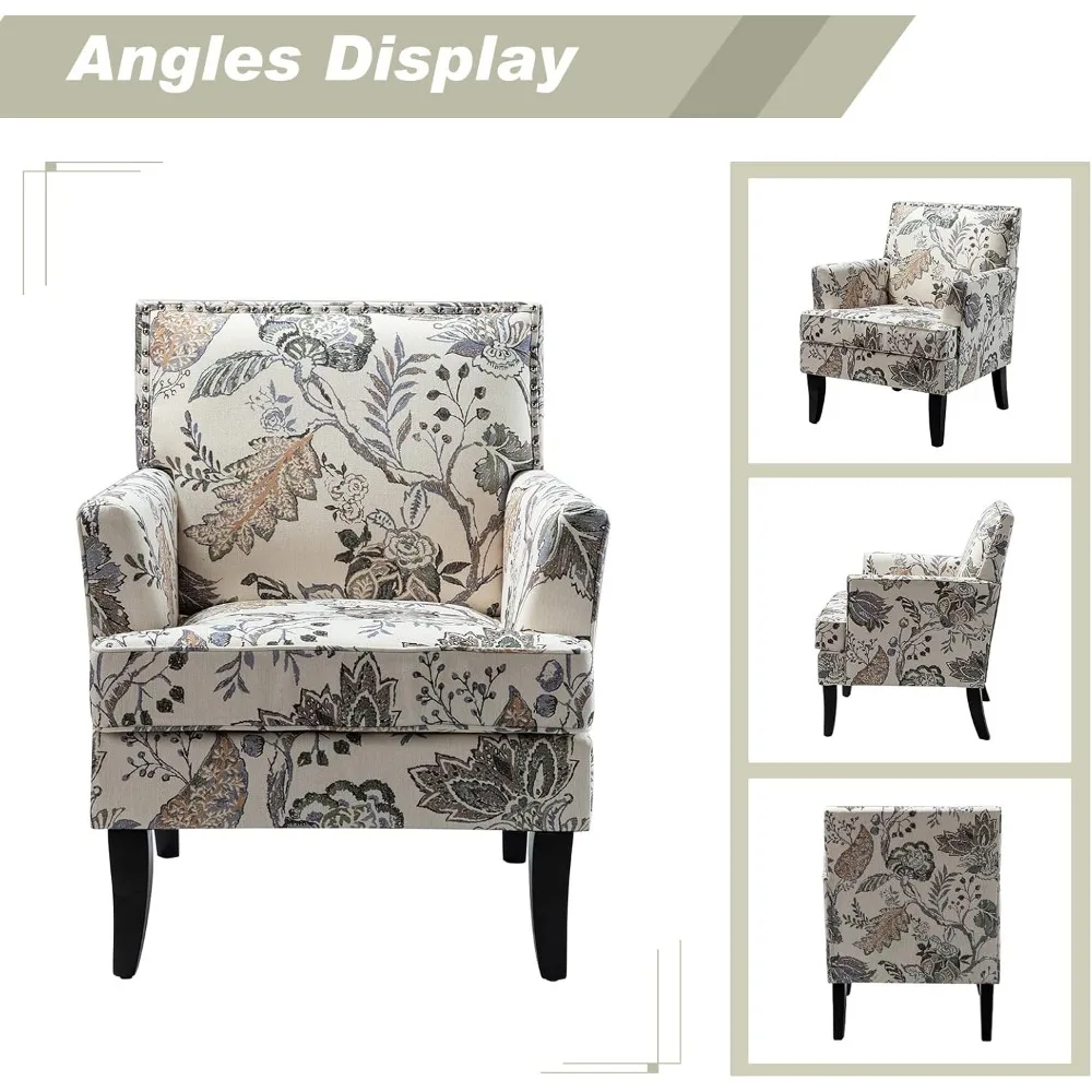 Современный акцентный стул с подлокотниками и деревянными ножками акцентом