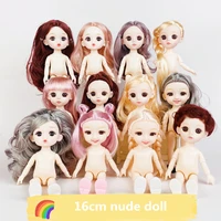 16cm bjd mini doll 13 movable joints 3d big eyes 112 fashion nude doll diy play house dress up toys childrens birthday gift