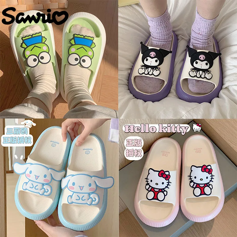 

Sanrio Kawaii Kuromi My Melody Cinnamoroll KEROKERO KEROPPI Anime Eva Sandals Summer Soft Sole Slippers Cute Home Slippers