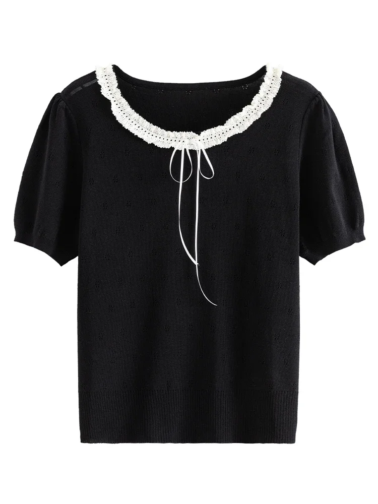 Женская трикотажная футболка с круглым вырезом