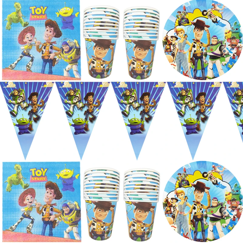 

80pcs/lot Toy Story Theme Birthday Party Hanging Banner Napkins Baby Shower Plates Cups Kids Boys Favors Decorations Supplies
